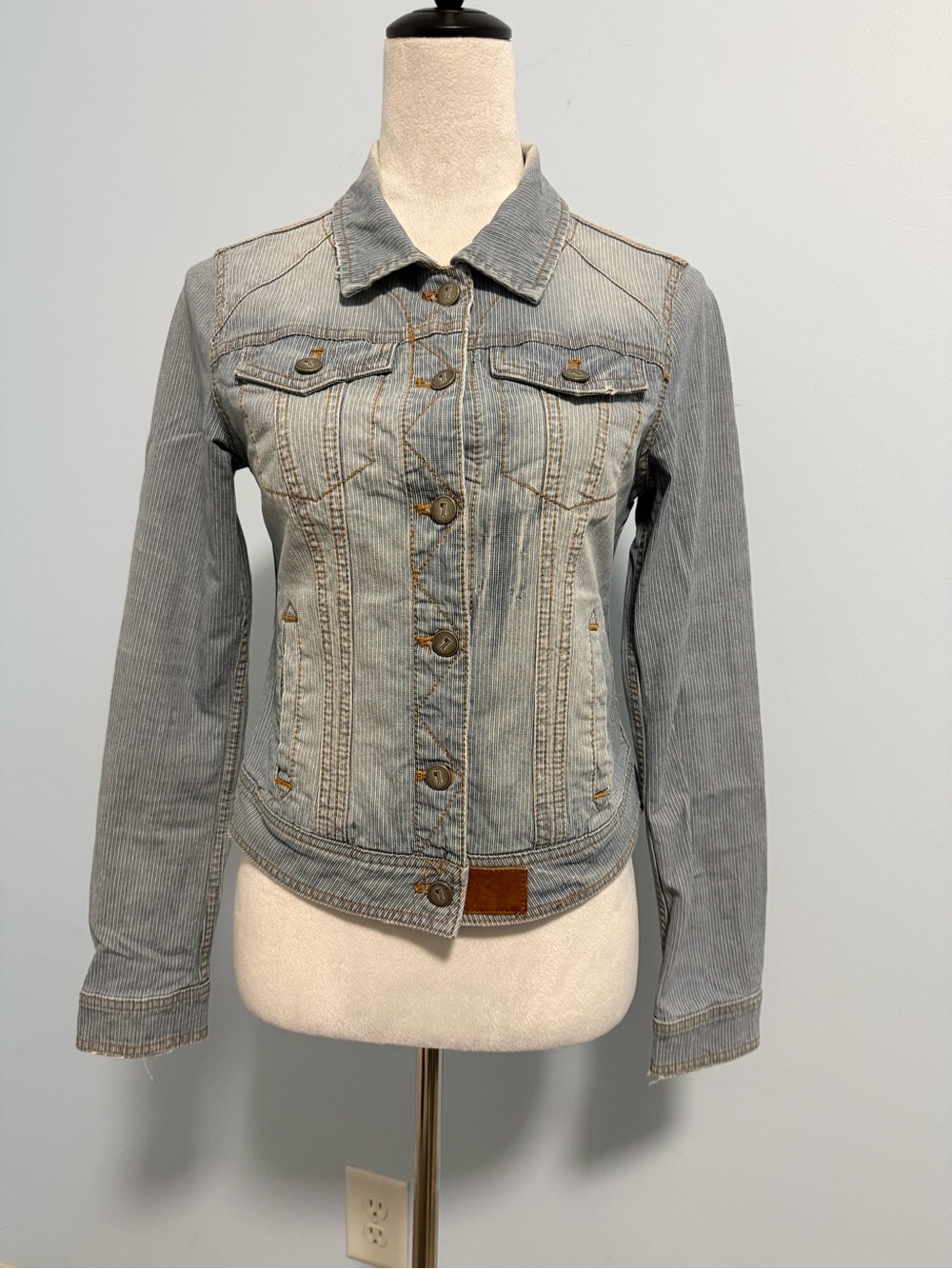 Anthropologie Pilcro Women’s Denim Light Wash Pinstripe Distressed Size S